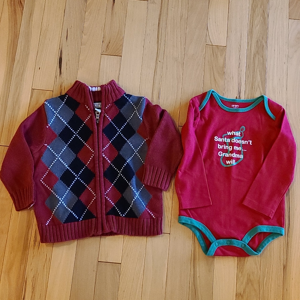 Children's Placeargyle sweater 24 month + onesie